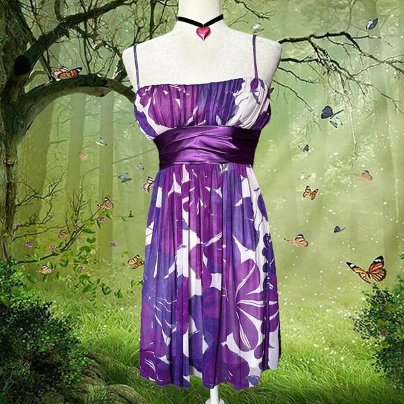 City Triangles from Ross Y2k 90s womens Purple Floral Mini summer Dress NWOT - Picture 9 of 12